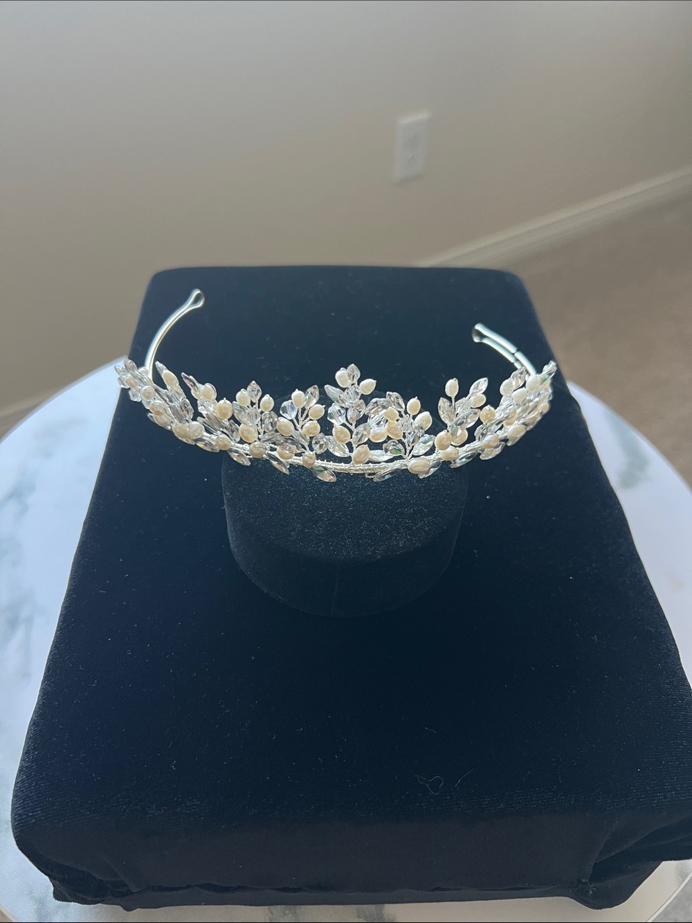 Silver Floral Pearl Tiara Headband - Women Accessories